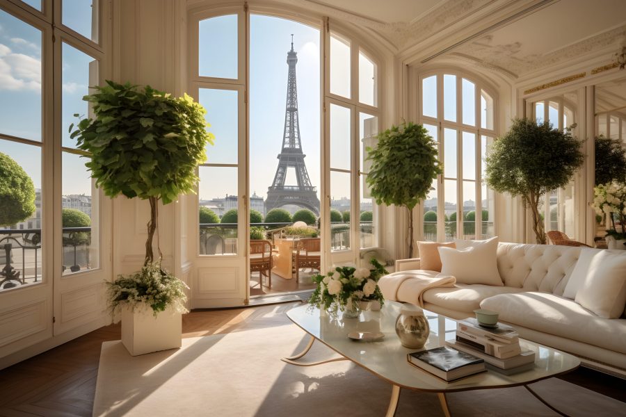 appartement parisien avec terrasse et vue sur la tour Eiffel